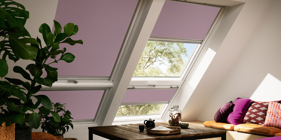 VELUX blackout roller blind living room pink